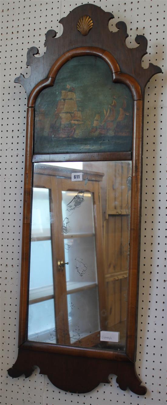 Mirror with painted ship scene(-)